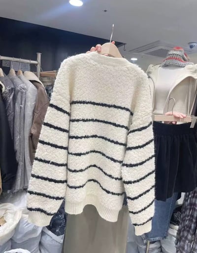 現貨！《小資韓貨》捲捲毛條紋cdg4