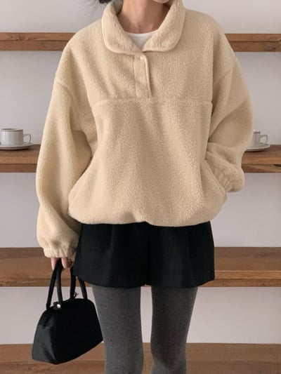 年後出貨！《平價韓貨》teddy jumper 翻領搖粒絨1