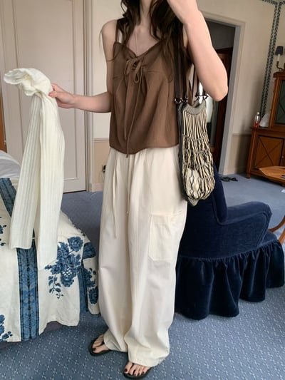 早鳥價開團中！《清新甜美》法式棉麻傘狀綁帶背心11