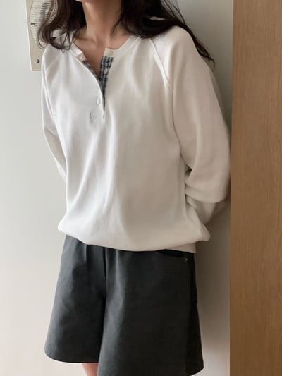 last 1早鳥價！《b家》waffle格紋排扣上衣3