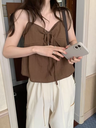 早鳥價開團中！《清新甜美》法式棉麻傘狀綁帶背心1