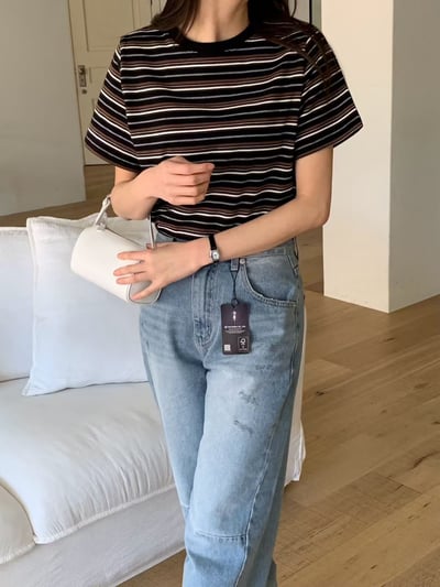 W6成團！《花語家》今年新款漂亮顯瘦條紋T(推black)6