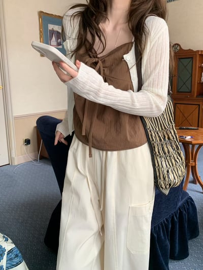 早鳥價開團中！《清新甜美》法式棉麻傘狀綁帶背心17