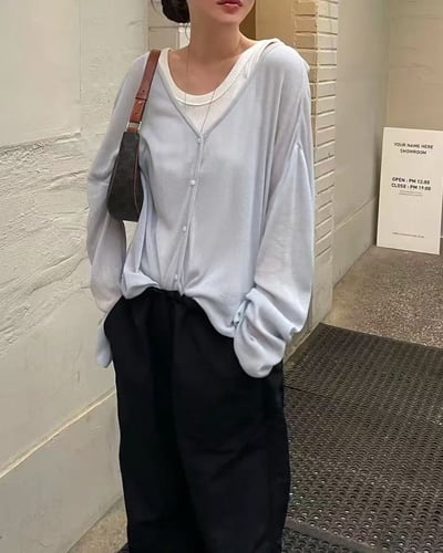 早鳥價開團中！《夏日罩衫》寬鬆大件落肩薄罩衫21