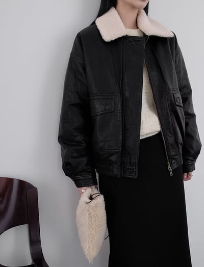 現貨一件！《敗部復活》可拆毛毛領皮衣外套1