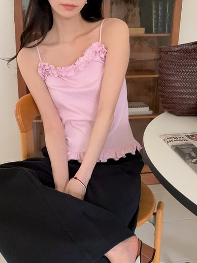 last 1早鳥價！《可愛甜美》法式花瓣點點背心3