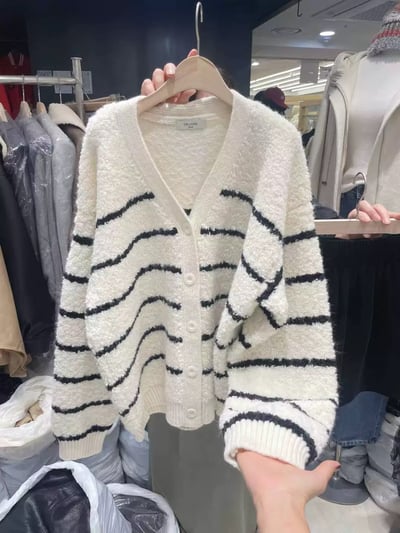 現貨！《小資韓貨》捲捲毛條紋cdg5