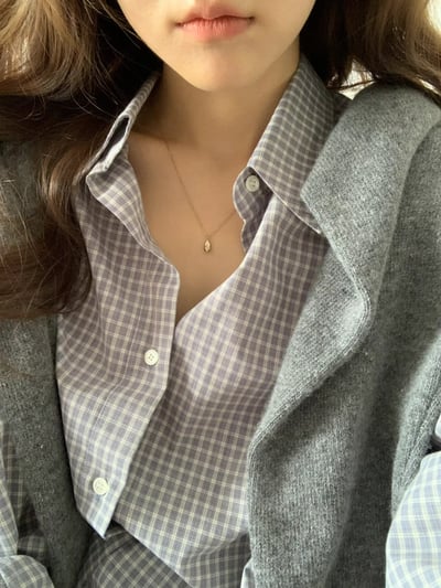 斷貨《ounce襯衫真的推》韓妞中性格紋襯衫24