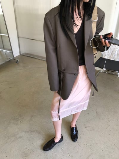 W5成團！《l&k》法式蕾絲半裙(onni推burgundy)8