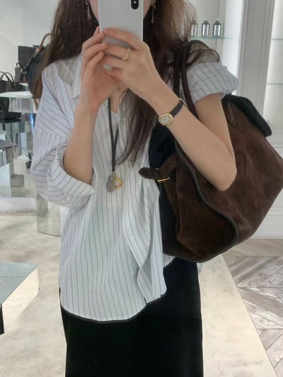 《ounce》落肩條紋襯衫2
