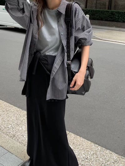 斷貨《ounce襯衫真的推》韓妞中性格紋襯衫1