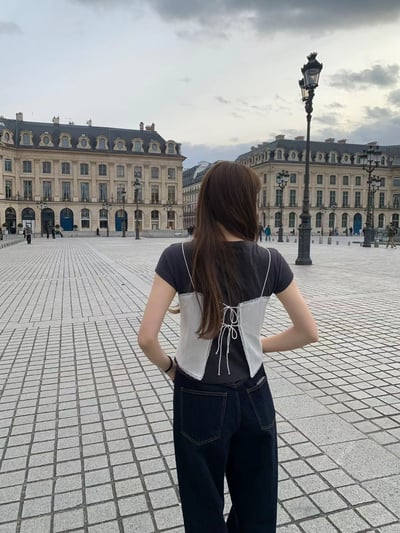 早鳥價開團中！《ounce》背後綁帶lace細肩帶直條紋背心14