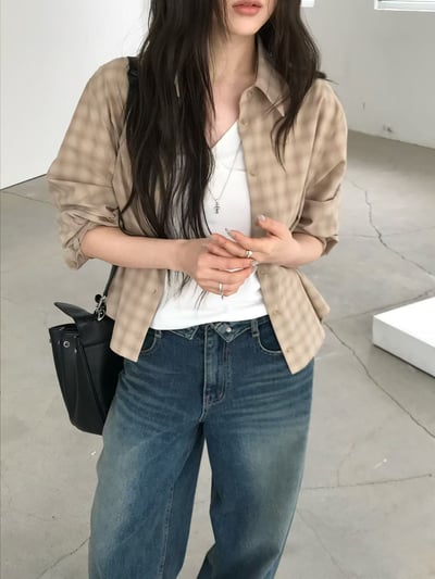 last 1早鳥價！《26春夏爆紅設計師》格紋短版襯衫20