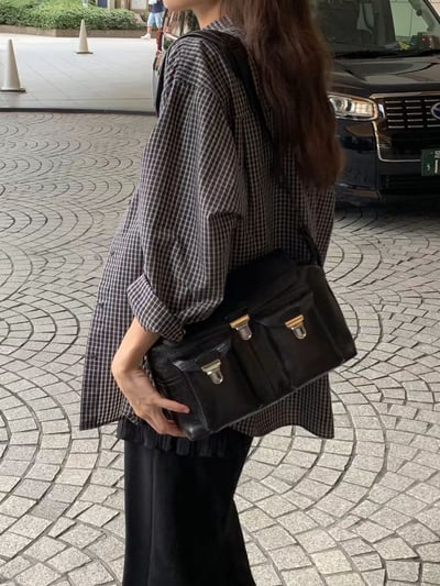 斷貨《ounce襯衫真的推》韓妞中性格紋襯衫8