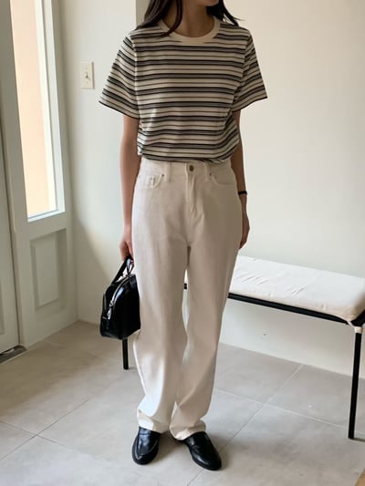 W6成團！《花語家》今年新款漂亮顯瘦條紋T(推black)23