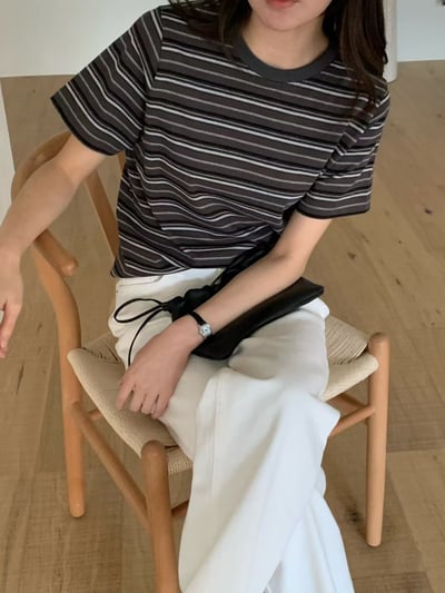 W6成團！《花語家》今年新款漂亮顯瘦條紋T(推black)10