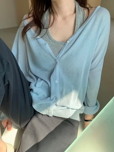 早鳥價開團中！《夏日罩衫》寬鬆大件落肩薄罩衫3