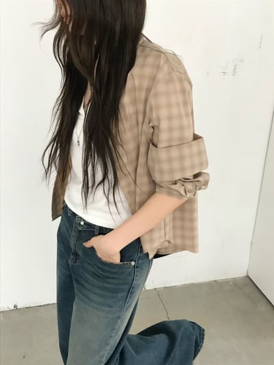 last 1早鳥價！《26春夏爆紅設計師》格紋短版襯衫19