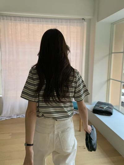 W6成團！《花語家》今年新款漂亮顯瘦條紋T(推black)24