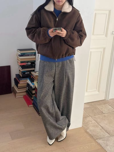 現貨！《冬天外套》麂皮短版QQ毛領鴨絨外套2