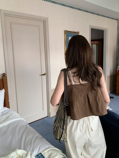 早鳥價開團中！《清新甜美》法式棉麻傘狀綁帶背心7