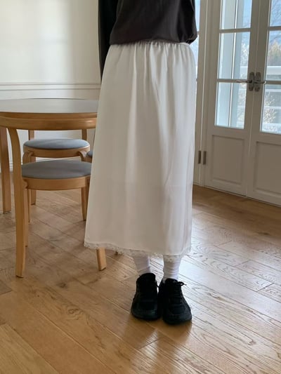 W6成團！《花語家》人造絲鬆緊蕾絲半裙5