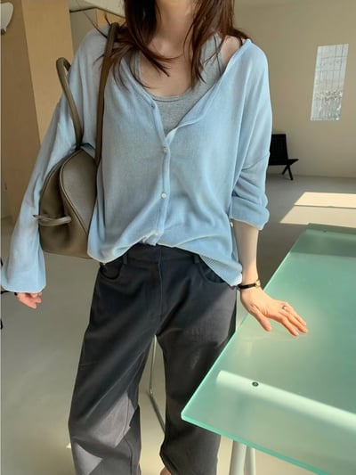 早鳥價開團中！《夏日罩衫》寬鬆大件落肩薄罩衫6