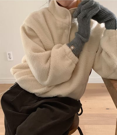 年後出貨！《平價韓貨》teddy jumper 翻領搖粒絨10