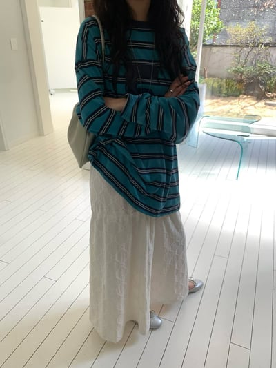 W7成團！《平價韓貨》拉繩決定裙型壓紋長裙10