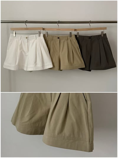 早鳥價開團中！《v家》顯瘦皺褶寬褲管短褲4