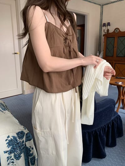 早鳥價開團中！《清新甜美》法式棉麻傘狀綁帶背心15