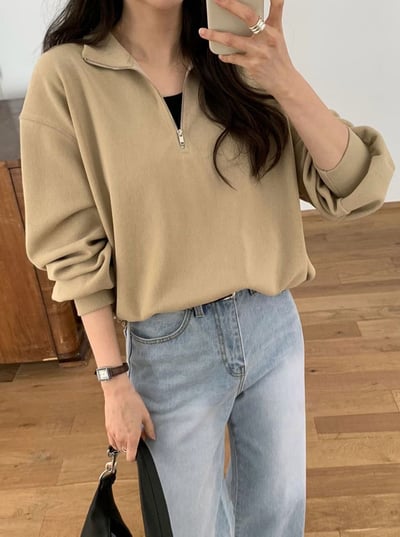 W5成團！《like jennie》半拉鍊jumper套裝(短褲長褲都有)3