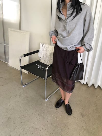 W5成團！《l&k》法式蕾絲半裙(onni推burgundy)9