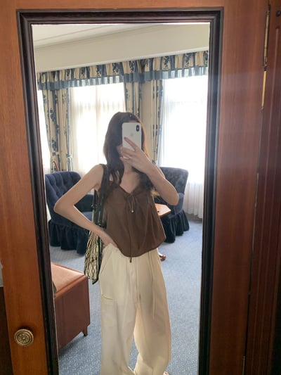 早鳥價開團中！《清新甜美》法式棉麻傘狀綁帶背心9