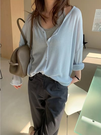 早鳥價開團中！《夏日罩衫》寬鬆大件落肩薄罩衫5