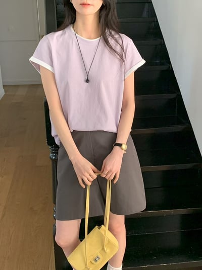 早鳥價開團中！《可愛甜美》撞色滾邊寬袖T-shirt5