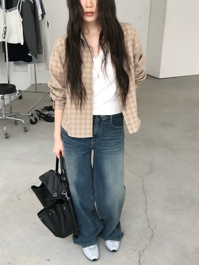 last 1早鳥價！《26春夏爆紅設計師》格紋短版襯衫17