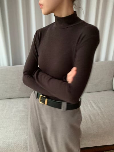 奶白最後一件！《可甜可鹽》liverpool天絲羊毛半高領打底衣2