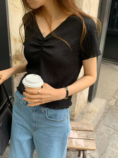 W9成團(早鳥價維持)！《ounce》胸前抓皺短袖上衣16