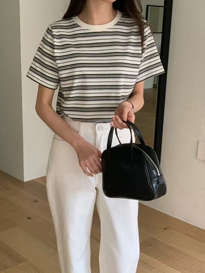 W6成團！《花語家》今年新款漂亮顯瘦條紋T(推black)22