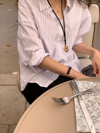 《ounce》落肩條紋襯衫4