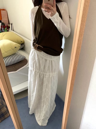 W7成團！《平價韓貨》拉繩決定裙型壓紋長裙16