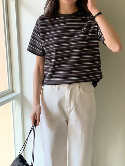 W6成團！《花語家》今年新款漂亮顯瘦條紋T(推black)25