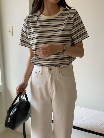 W6成團！《花語家》今年新款漂亮顯瘦條紋T(推black)18