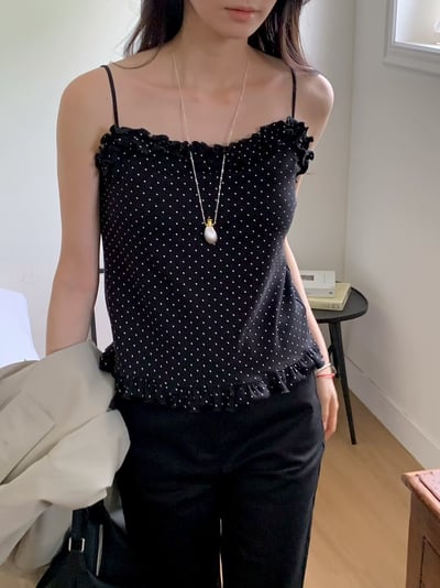 last 1早鳥價！《可愛甜美》法式花瓣點點背心5