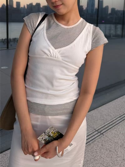 last 1早鳥價！《小資湊免運》寬肩帶蕾絲交叉背心3