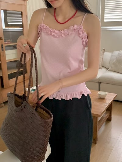 last 1早鳥價！《可愛甜美》法式花瓣點點背心6