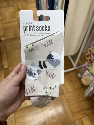 STREAM print socks 猫咪系列圖案中筒襪（23～25cm）9