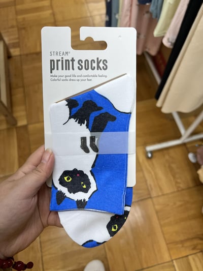STREAM print socks 猫咪系列圖案中筒襪（23～25cm）3