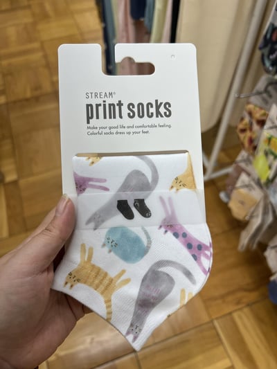 STREAM print socks 猫咪系列圖案中筒襪（23～25cm）1